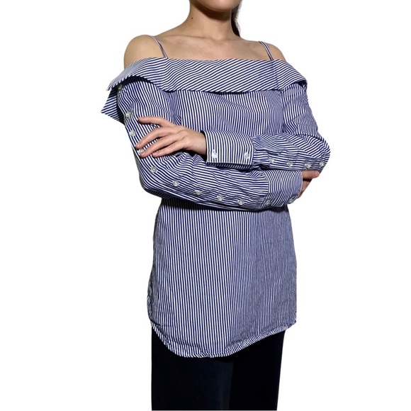 Guest Editor Anthropologie | Women | Off Shoulder Pinstriped Top | Medium - Picture 15 of 15